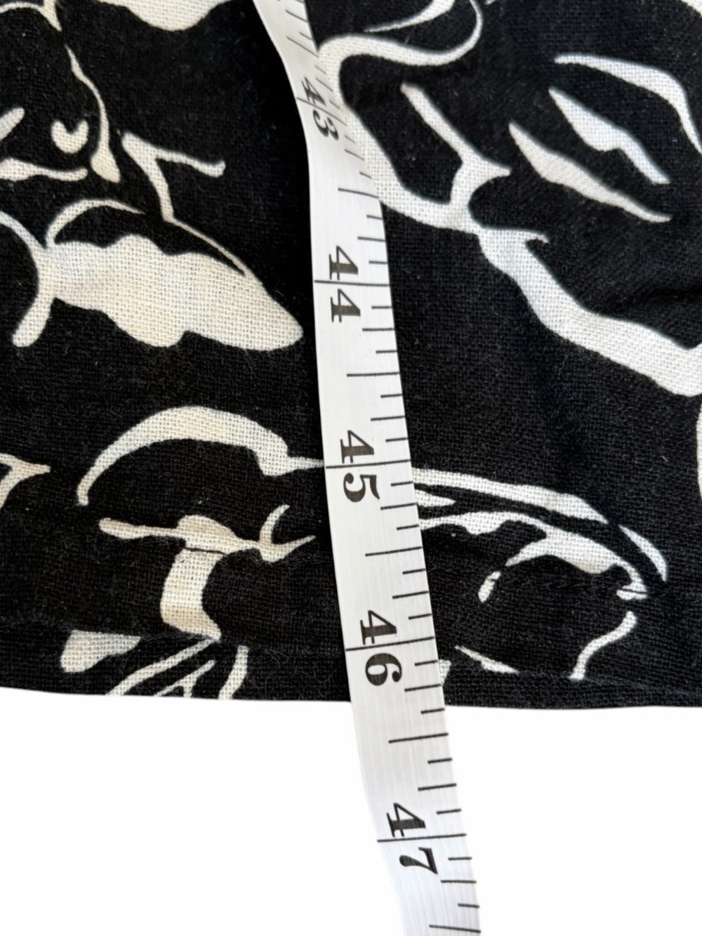 MELLODAY Black & White Floral Abstract Print Midi Shirt Rayon-Linen Blend Dress - Picture 9 of 11